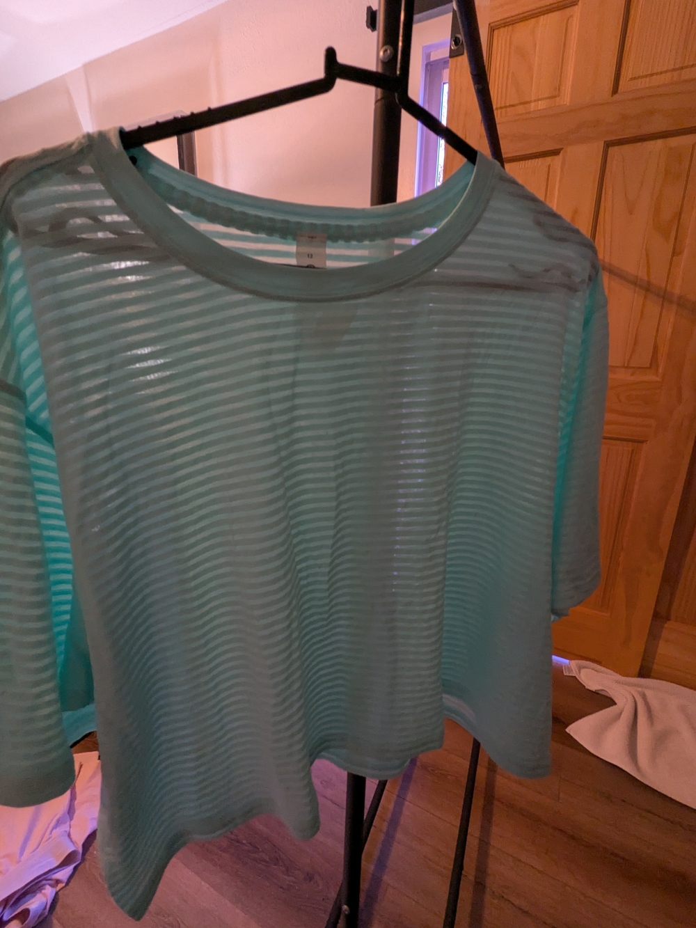Lululemon Light Aqua Sheer Stripe Women's Top